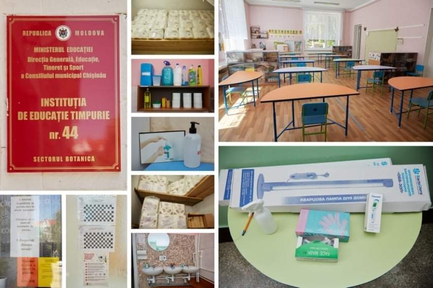 Pentru a asigura functionalitatea in siguranța a instituției în corespundere cu condițiile stipulate în “Instructiunea privind pregairea pentru redeschidere si reluarea activitatii în contextul pandemiei COVID”, am fost asigurați cu substanțe dezinfectante pe baza de clor, materiale de protectie (viziere, mănuși, măști), sapun lichid, detergenti, etc.